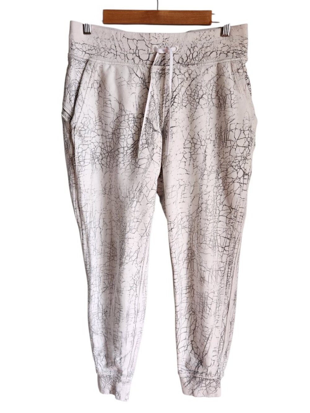 Lululemon Pants Women's 8 White Gray Marble Warm Down Jogger 7/8 Length